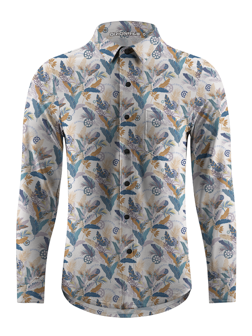 Orionride Autumn Leaves Men's Stretchy Breathable Long Sleeve Gravel Shirt