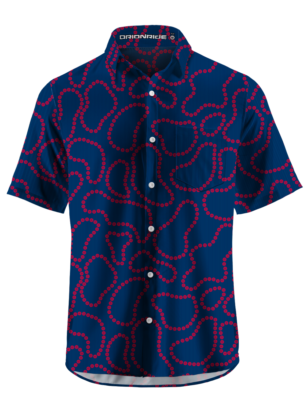 Orionride Hand-Drawn Gears Zipper Pockets Ultra Lightweight Short Sleeves Gravel Shirt
