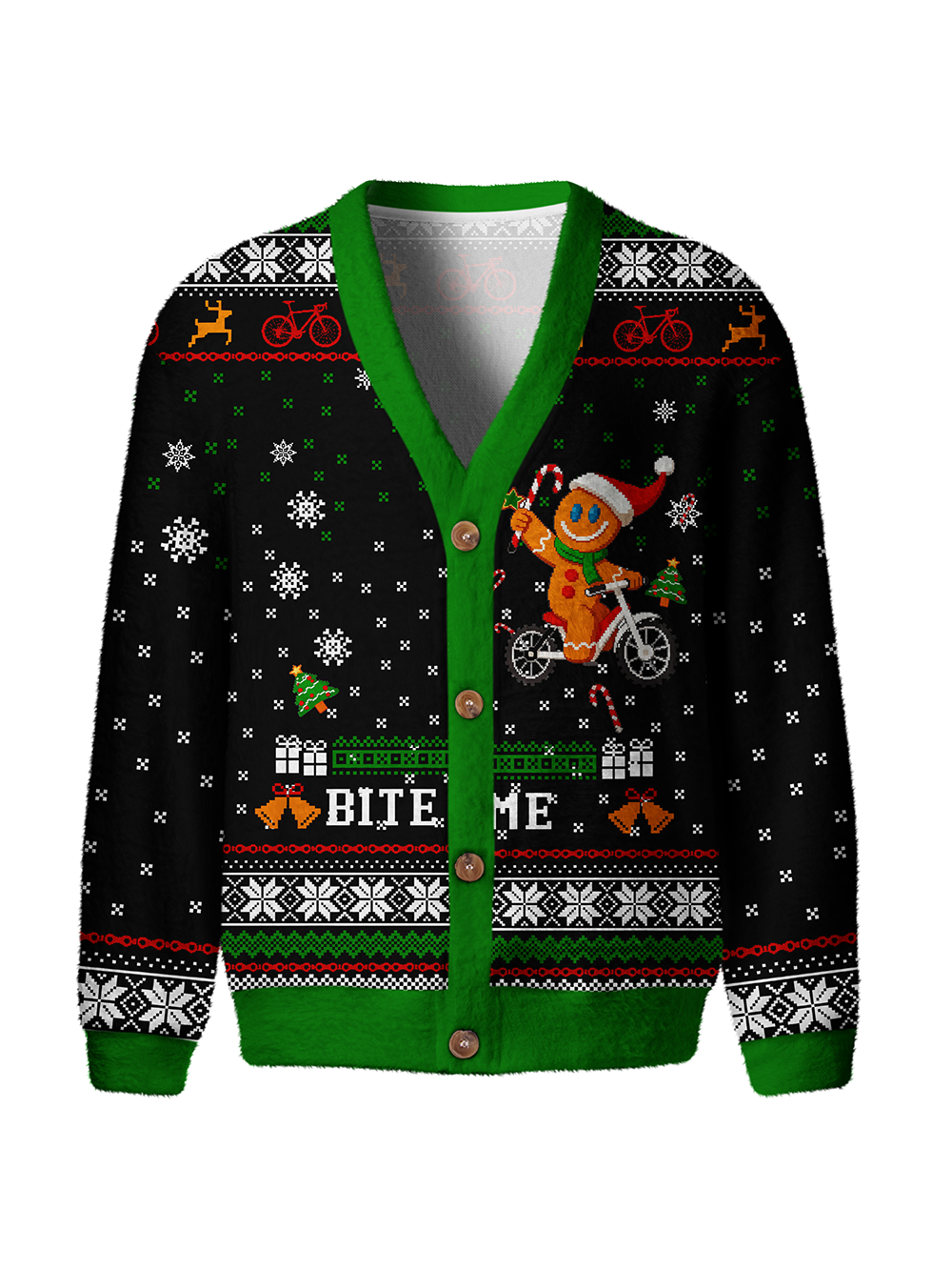 Orionride Happy Gingerbread Man Men's Cardigan Knit Sweaters