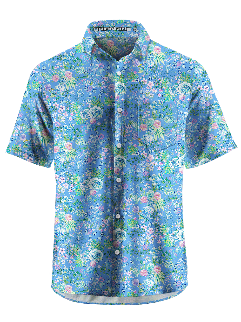 Orionride Whispering Roses Zipper Pockets Ultra Lightweight Short Sleeves Gravel Shirt