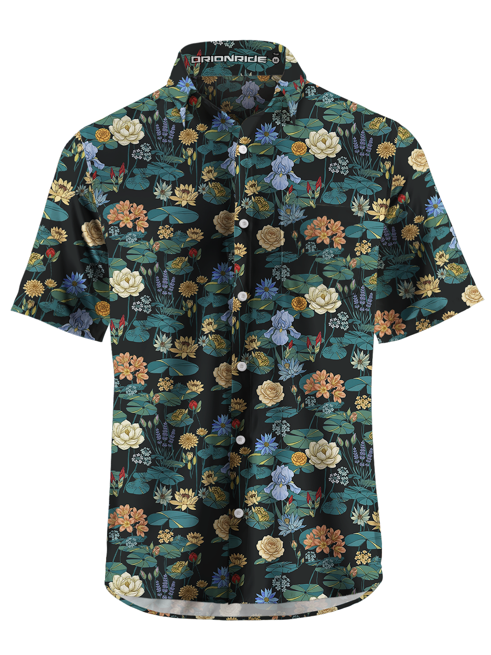 Orionride Lotus Pond Scenery Zipper Pockets Ultra Lightweight Short Sleeves Gravel Shirt