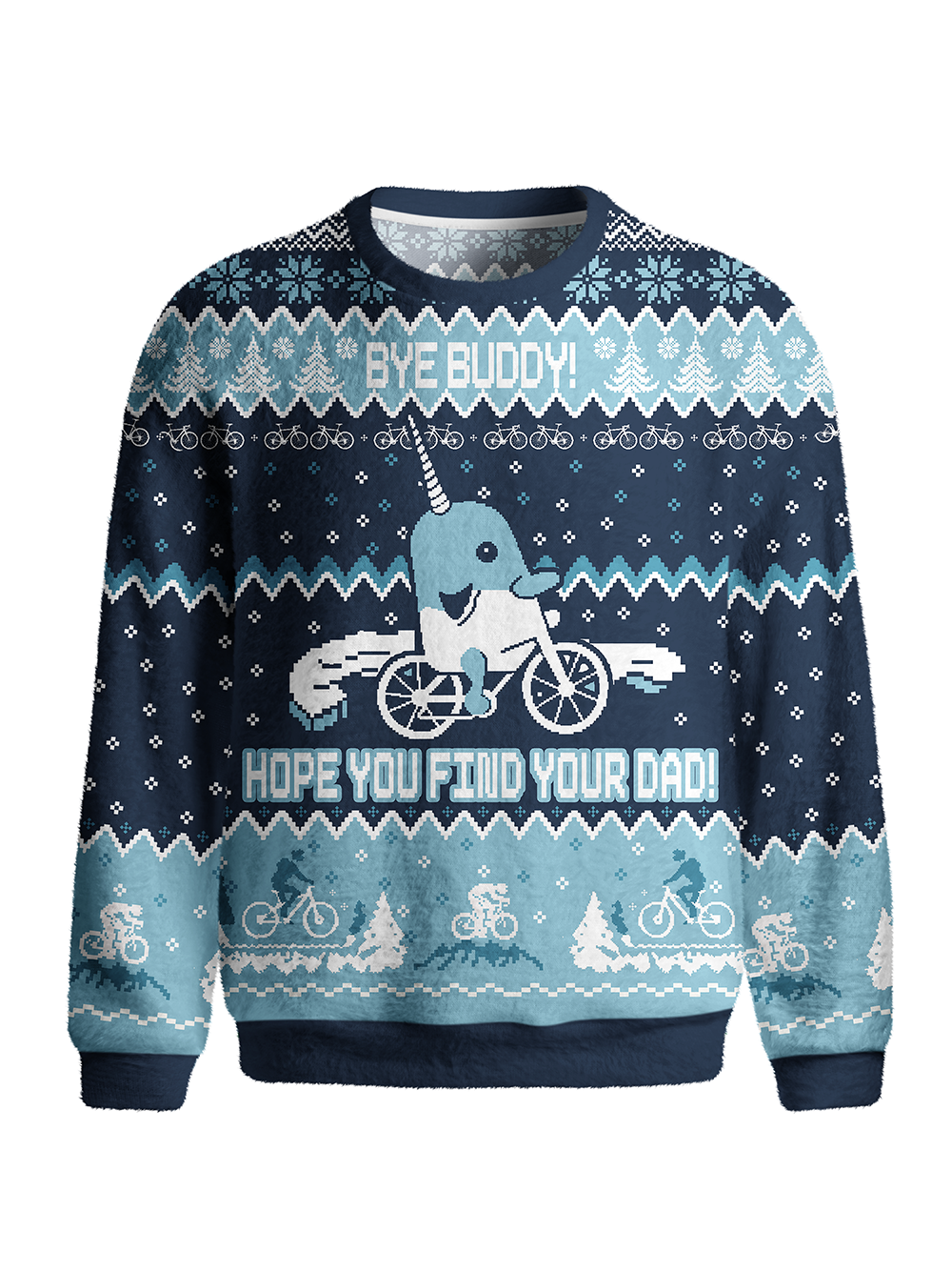 Orionride Narwhal Riding A Bicycle Women's Sweaters