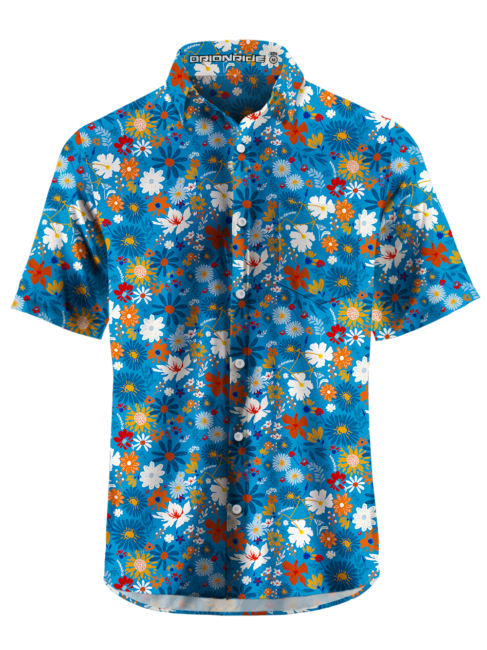 Orionride Sea Of Flowers Zipper Pockets Ultra Lightweight Short Sleeves Gravel Shirt