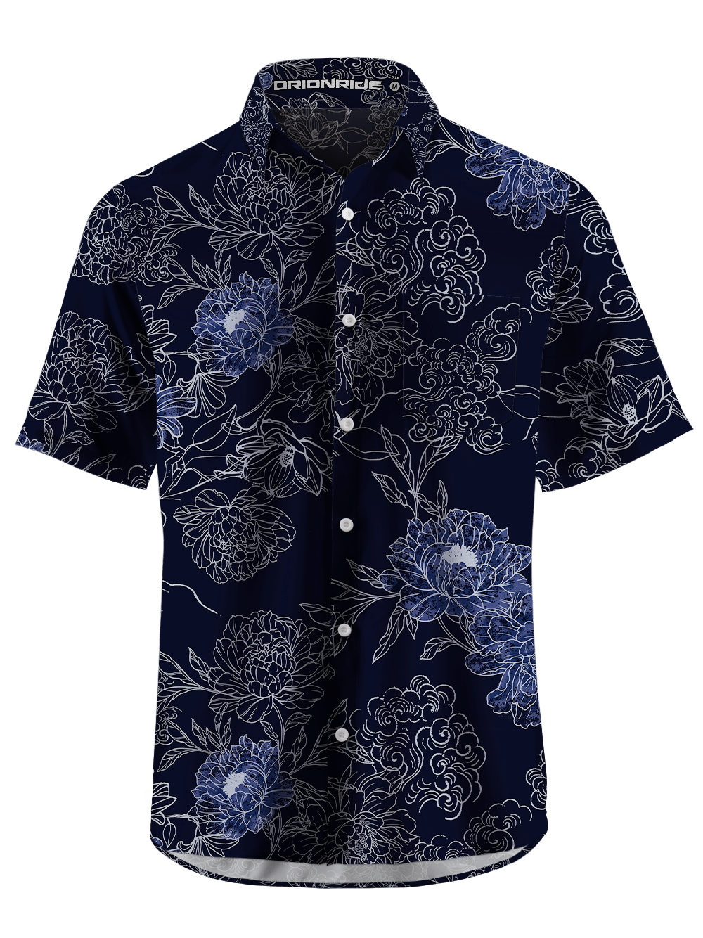 Orionride Auspicious Clouds And Flowers Zipper Pockets Ultra Lightweight Short Sleeves Gravel Shirt