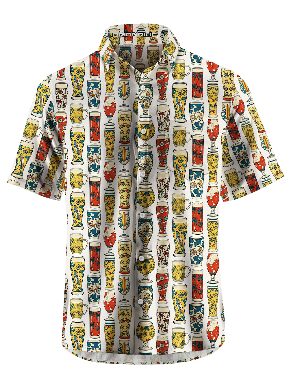 Orionride Colorful Beer Zipper Pockets Ultra Lightweight Short Sleeves Gravel Shirt