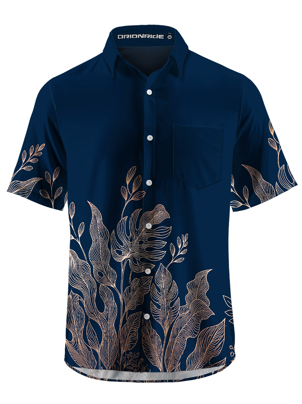 Orionride Night Gold Plant Zipper Pockets Ultra Lightweight Short Sleeves Gravel Shirt