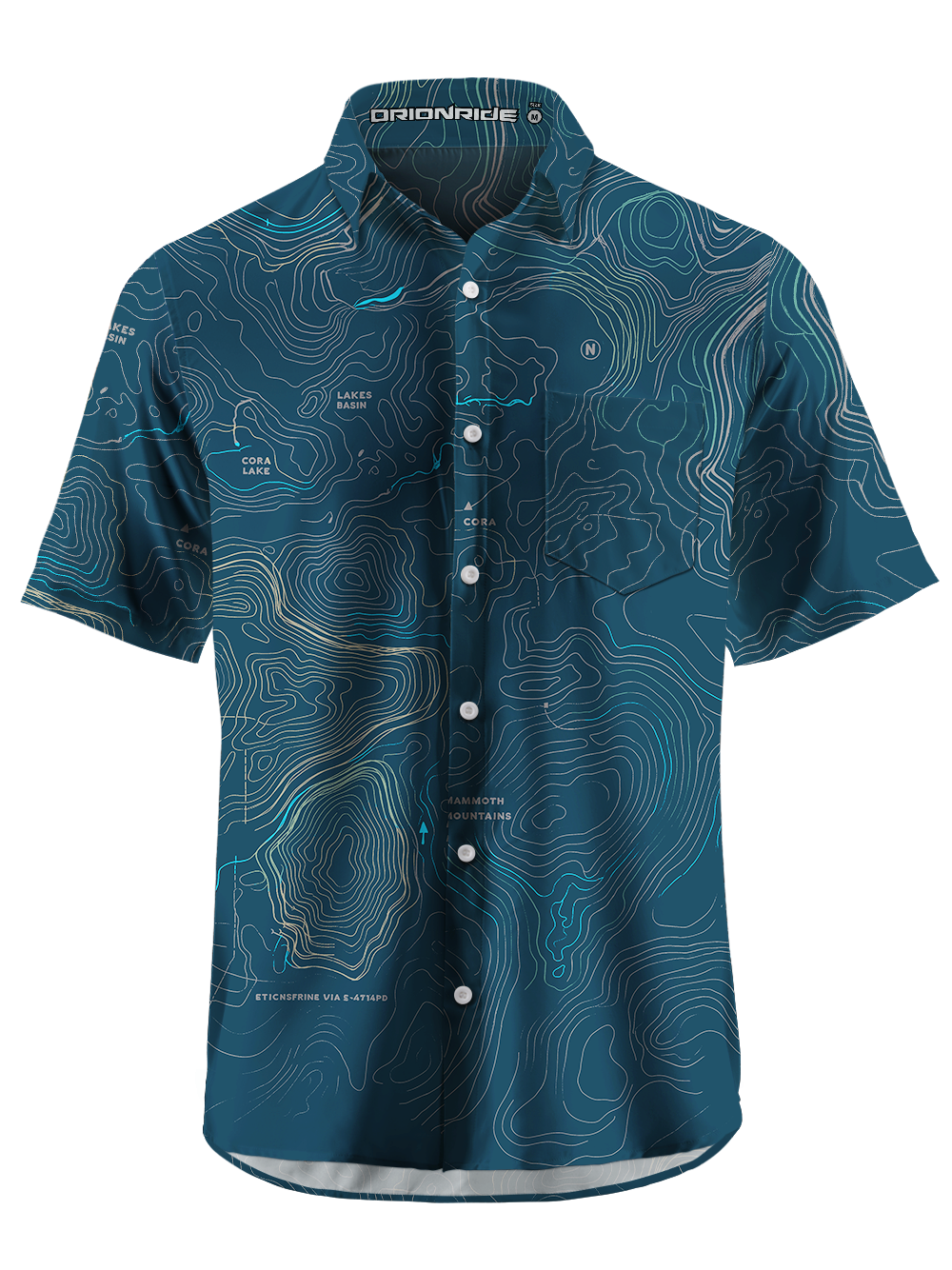 Orionride Panoramic Map Zipper Pockets Ultra Lightweight Short Sleeves Gravel Shirt