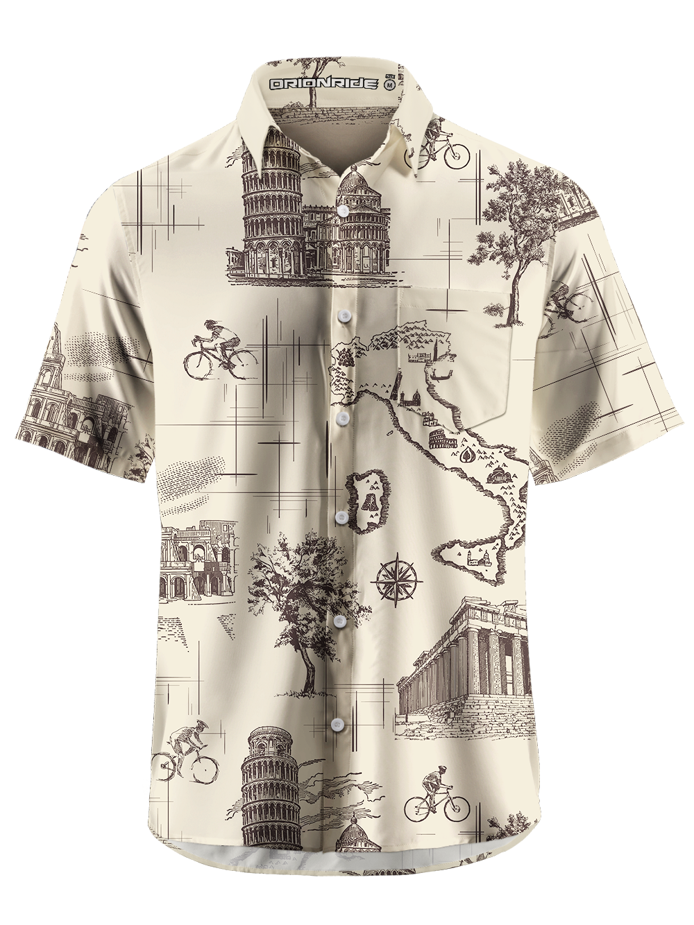 Orionride Italian Story Zipper Pockets Ultra Lightweight Short Sleeves Gravel Shirt