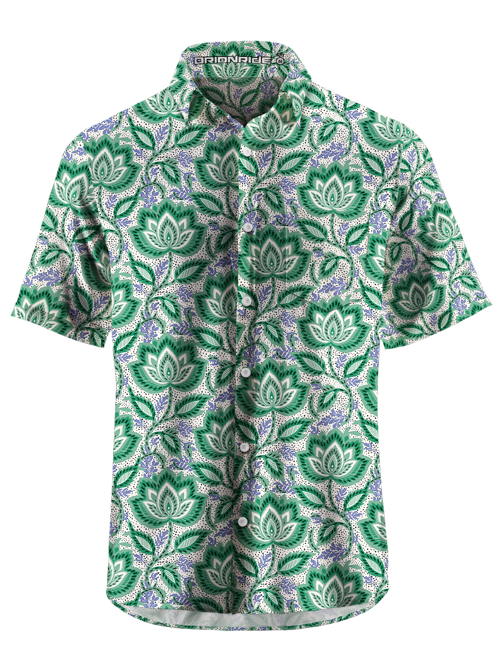 Orionride Water Lily-Like Flowers Zipper Pockets Ultra Lightweight Short Sleeves Gravel Shirt