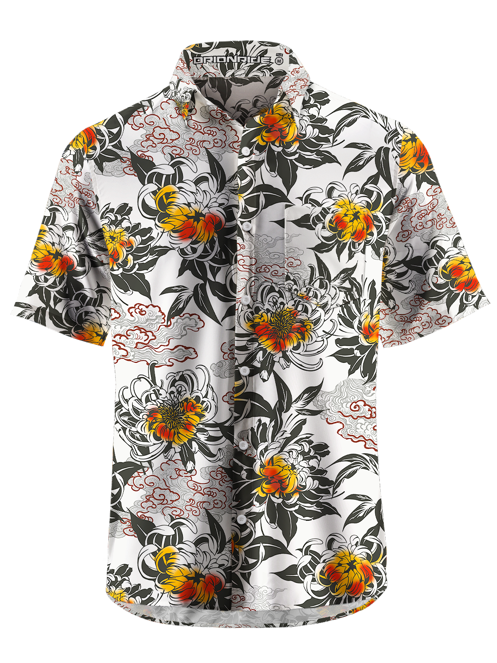 Orionride Chrysanthemums In Full Bloom Zipper Pockets Ultra Lightweight Short Sleeves Gravel Shirt