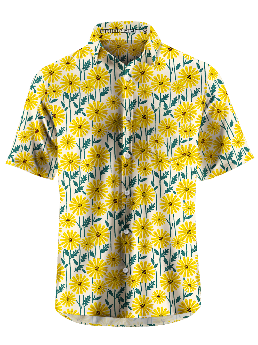 Orionride Summer Daisies Zipper Pockets Ultra Lightweight Short Sleeves Gravel Shirt