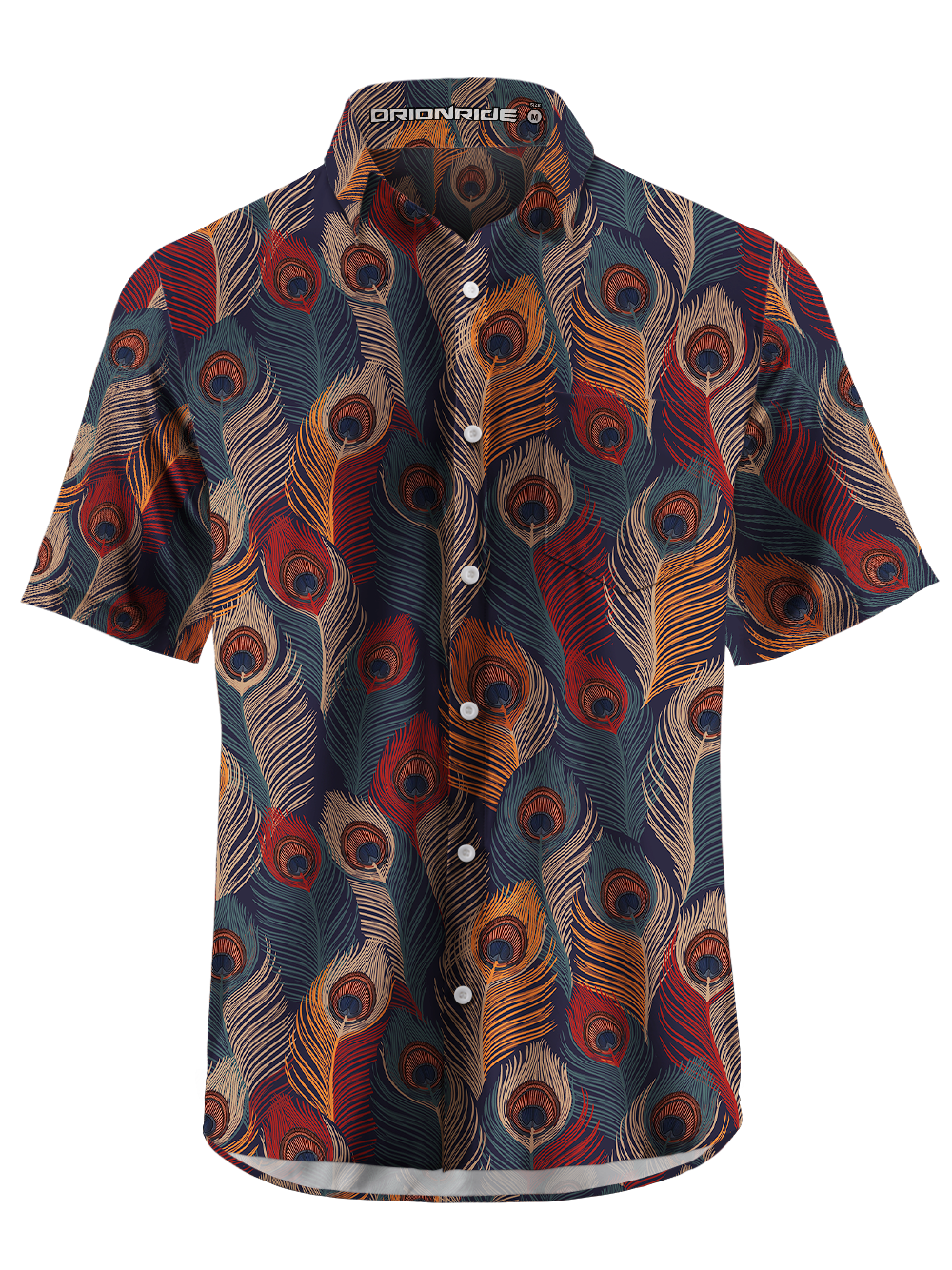 Orionride Colorful Feathers Zipper Pockets Ultra Lightweight Short Sleeves Gravel Shirt