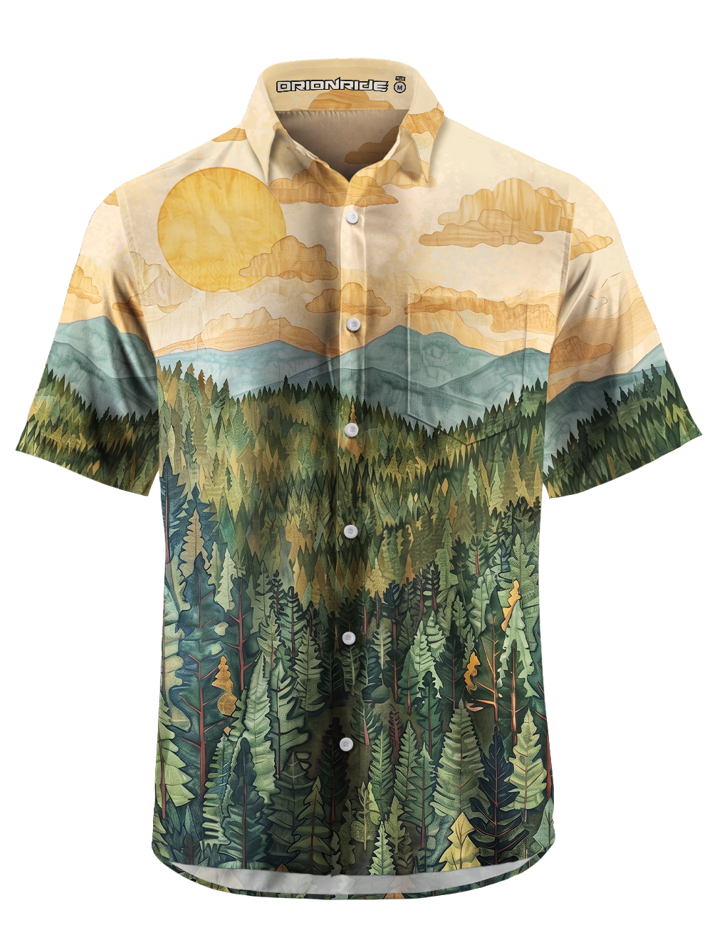 Orionride Forest Warm Sun Zipper Pockets Ultra Lightweight Short Sleeves Gravel Shirt