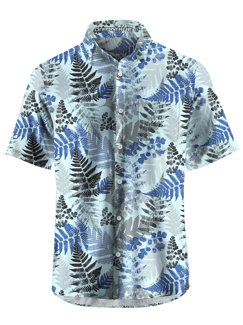 Orionride Fern Leaves Zipper Pockets Ultra Lightweight Short Sleeves Gravel Shirt