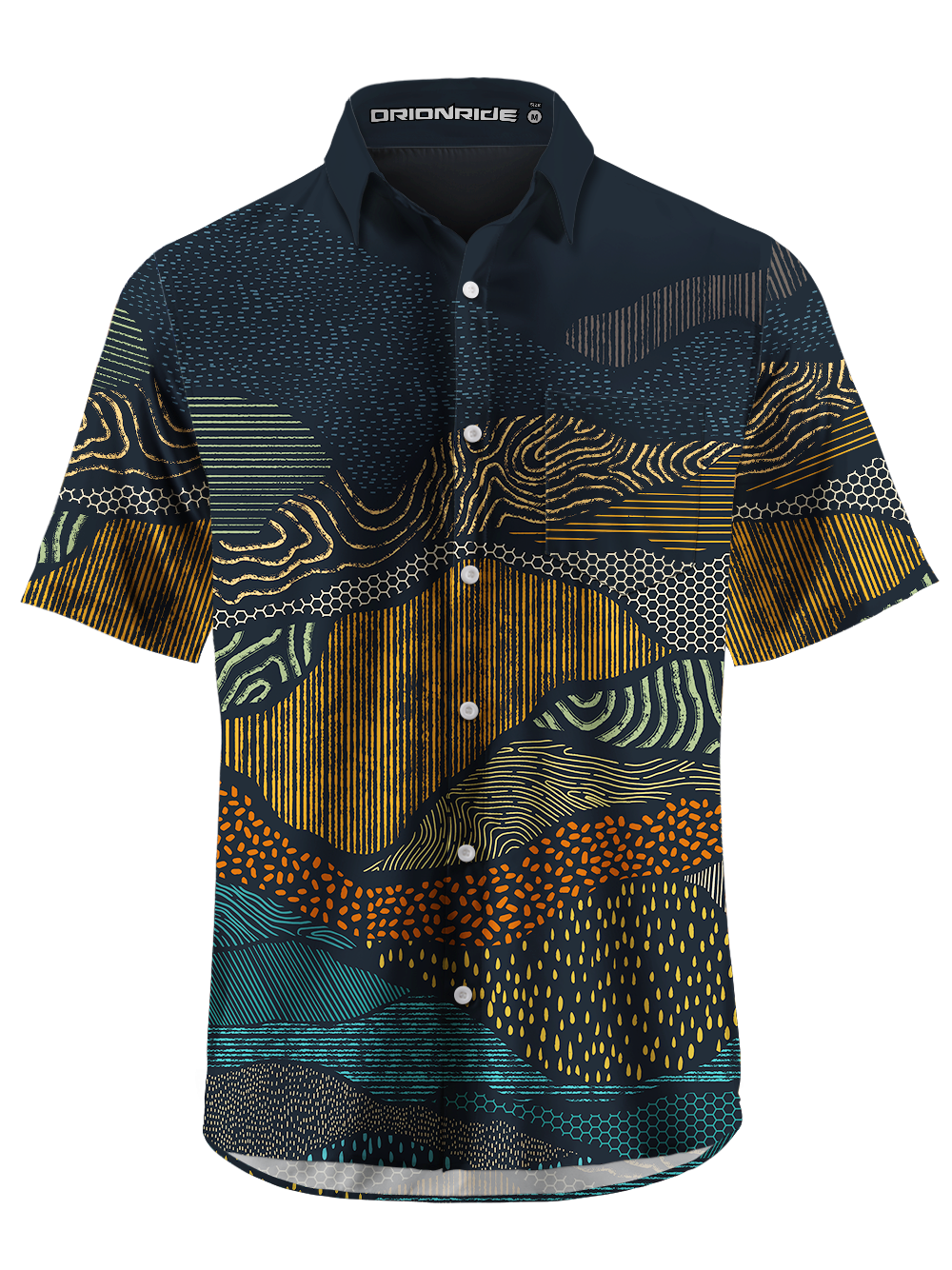Orionride Geological Texture Zipper Pockets Ultra Lightweight Short Sleeves Gravel Shirt