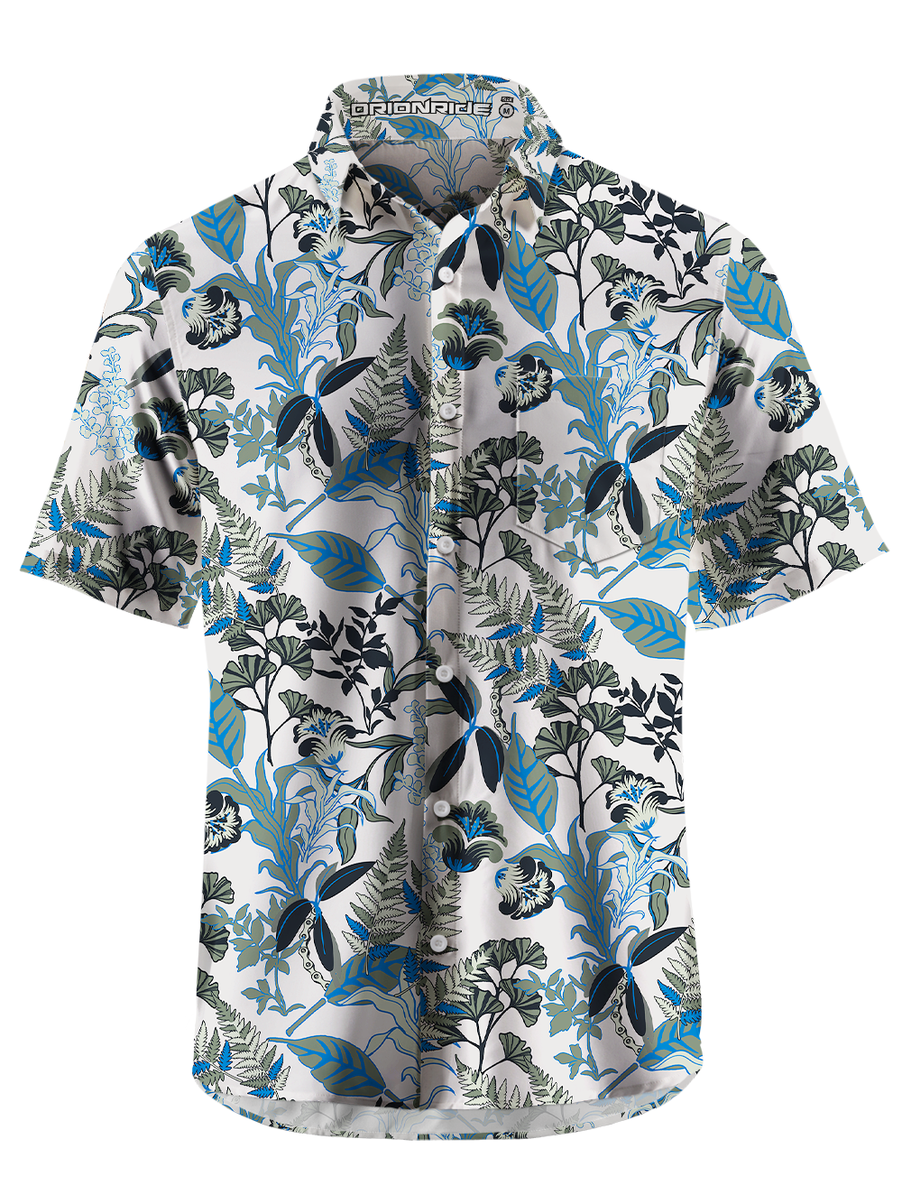 Orionride Flourishing Ferns Zipper Pockets Ultra Lightweight Short Sleeves Gravel Shirt