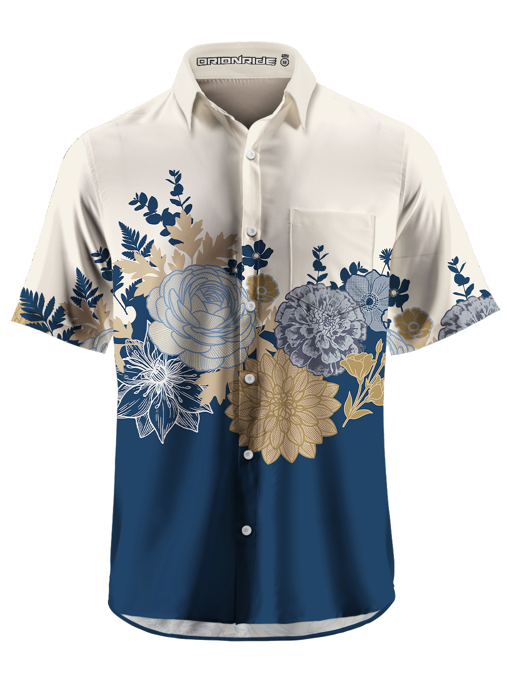 Orionride Grey Hydrangea Zipper Pockets Ultra Lightweight Short Sleeves Gravel Shirt