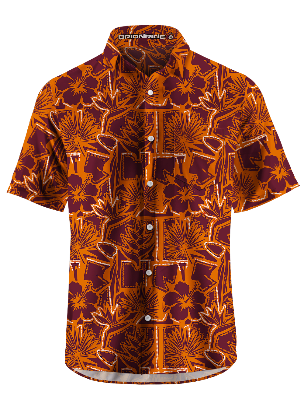 Orionride Geometry Hawaii Zipper Pockets Ultra Lightweight Short Sleeves Gravel Shirt