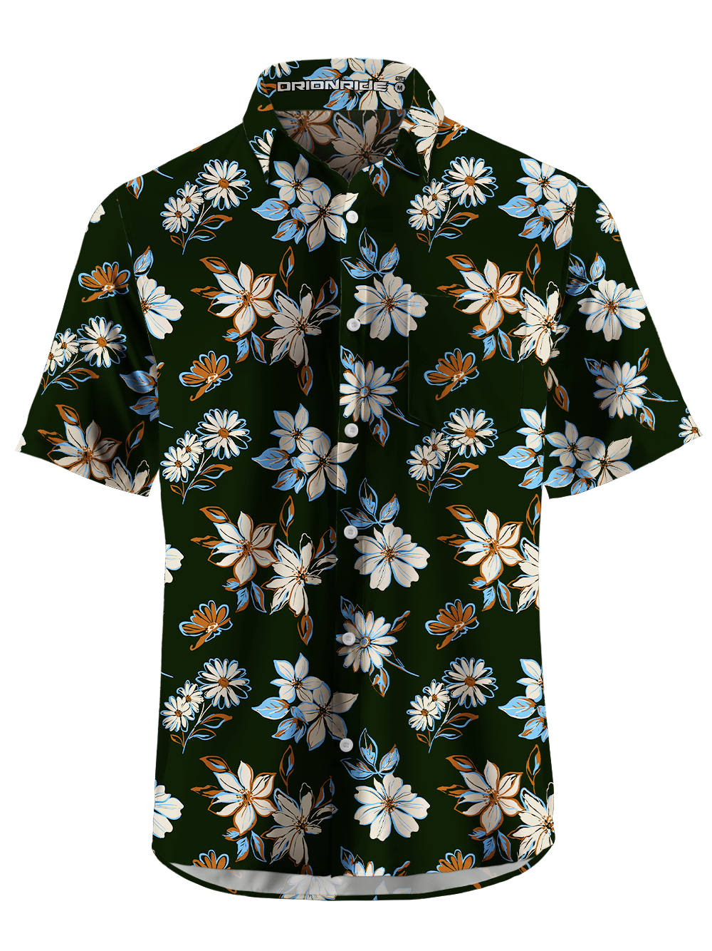 Orionride Retro Hibiscus Zipper Pockets Ultra Lightweight Short Sleeves Gravel Shirt