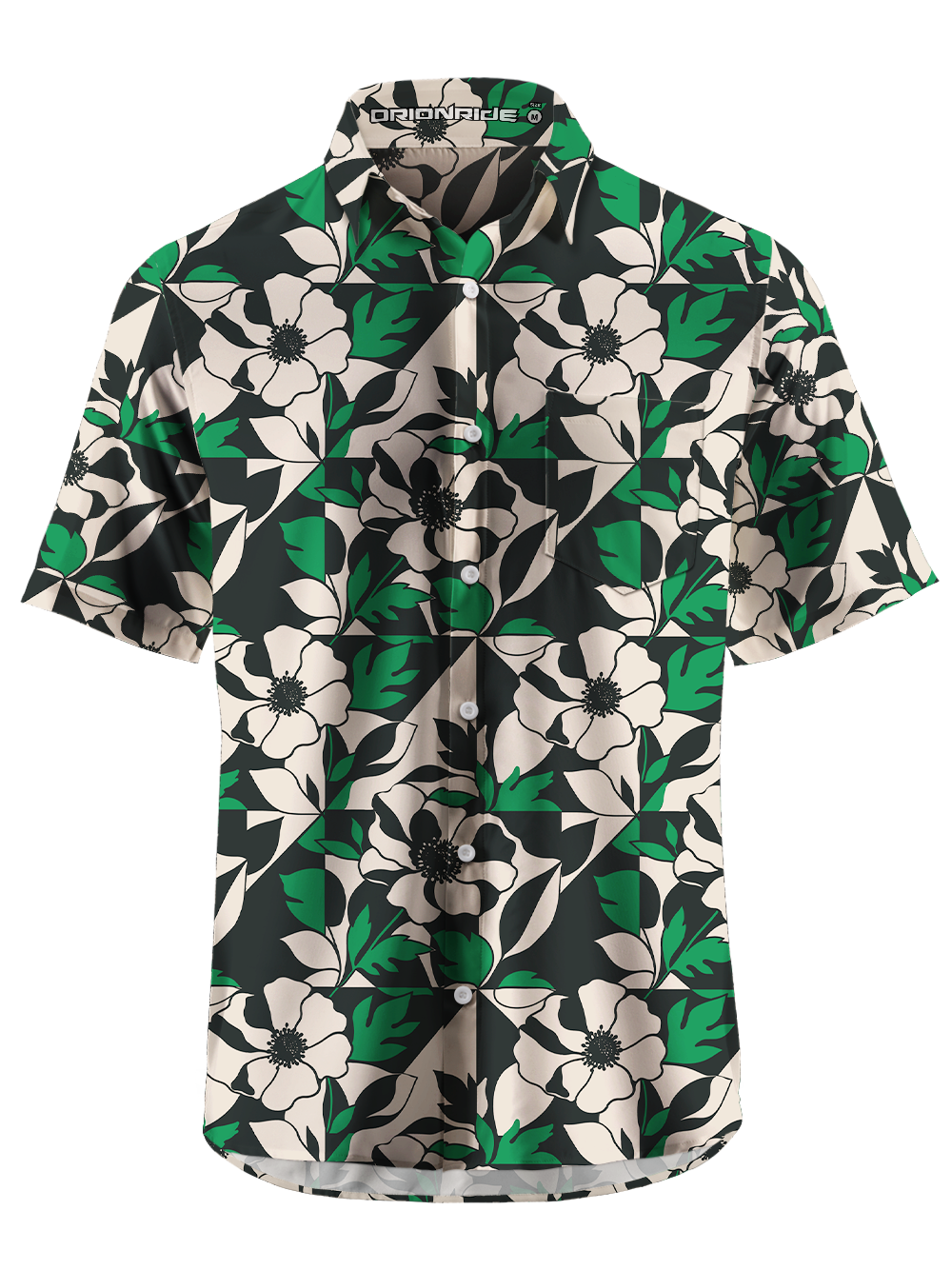Orionride Geometric Bloom Zipper Pockets Ultra Lightweight Short Sleeves Gravel Shirt