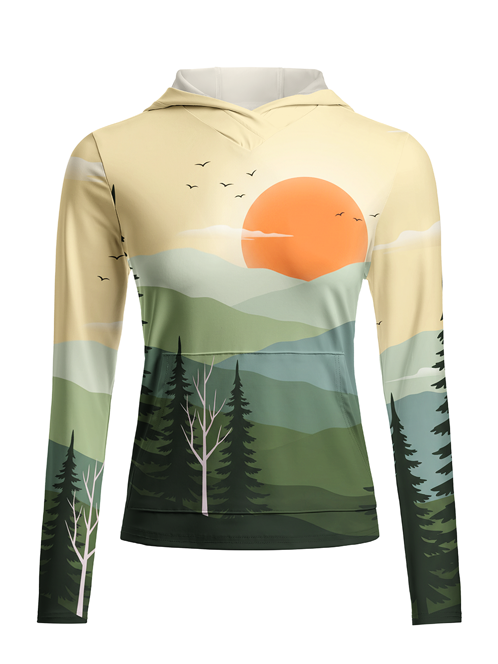 Orionride Mountain Sunset Women's Long Sleeve Cycling Hoodie Shirt