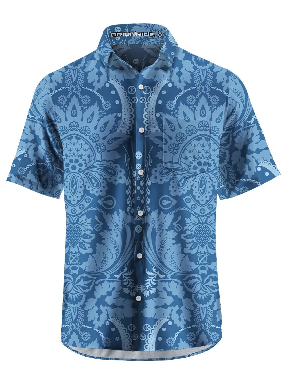 Orionride Symmetrical Flowers Zipper Pockets Ultra Lightweight Short Sleeves Gravel Shirt