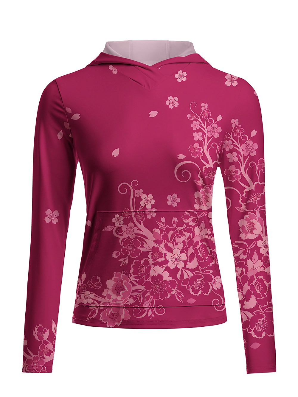 Orionride Gradient Cherry Blossoms Women's Long Sleeve Cycling Hoodie Shirt