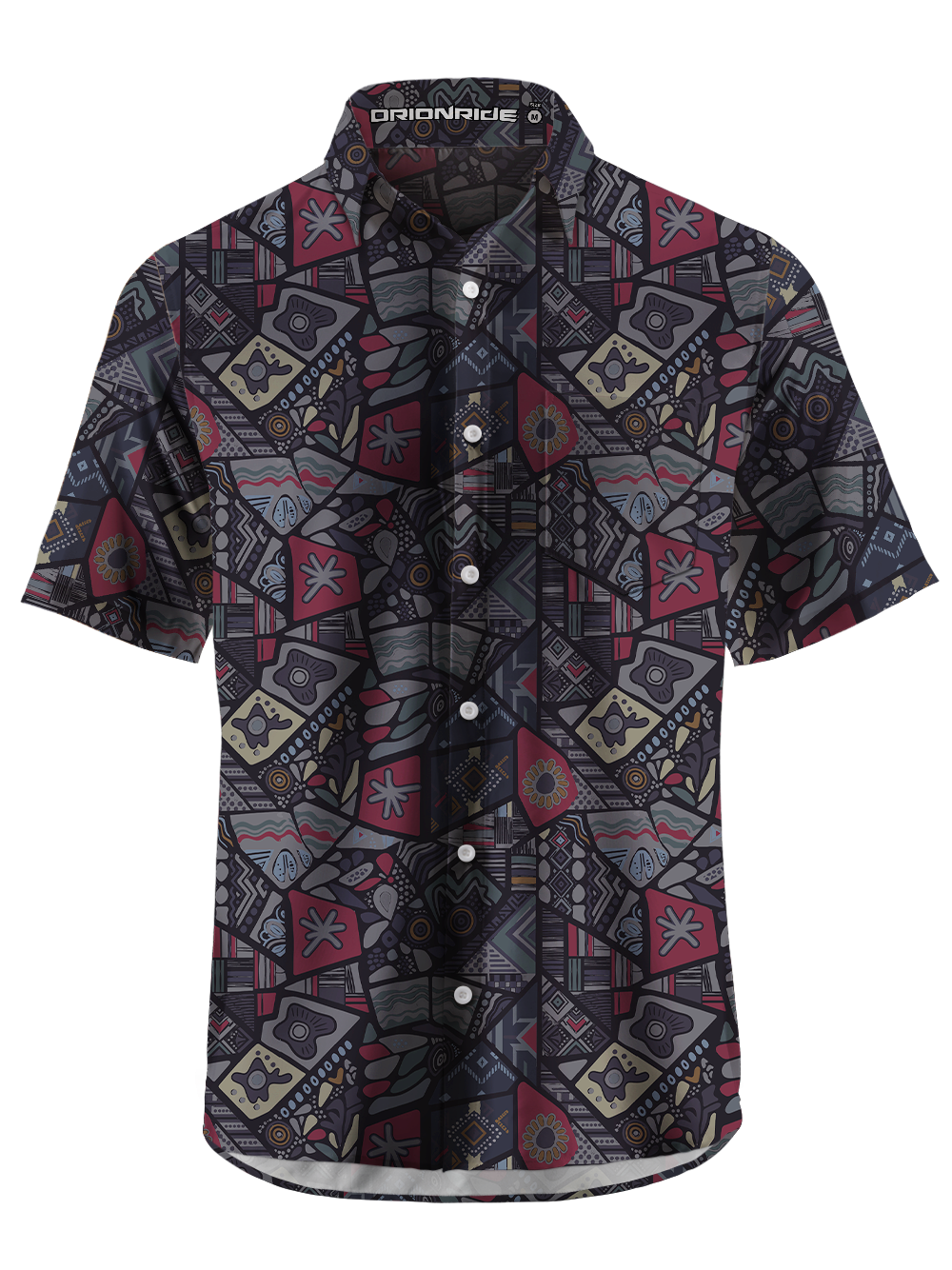 Orionride Tribal Tile Zipper Pockets Ultra Lightweight Short Sleeves Gravel Shirt