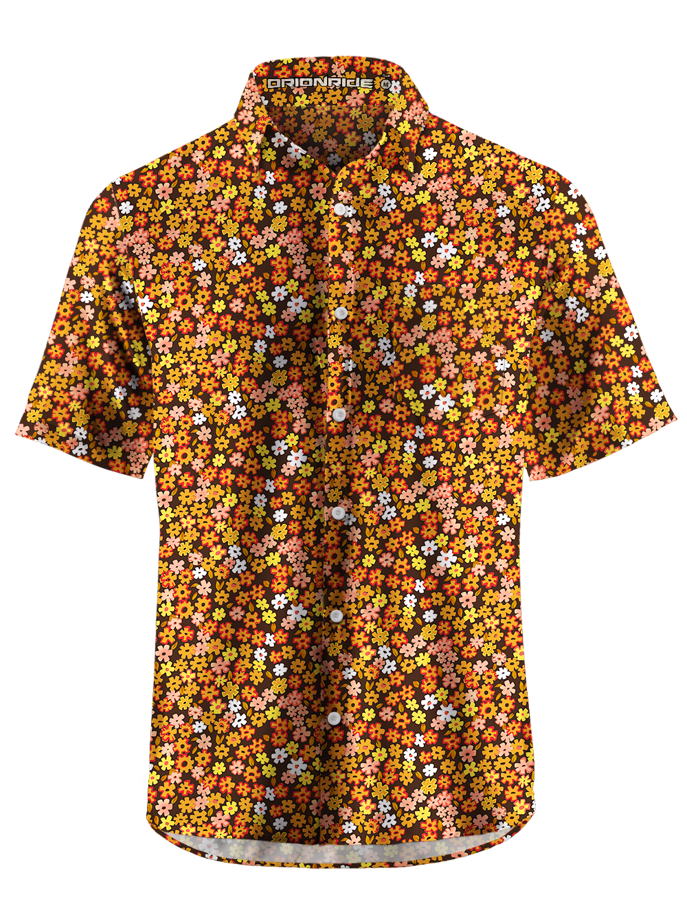 Orionride Floral Chiffon Zipper Pockets Ultra Lightweight Short Sleeves Gravel Shirt