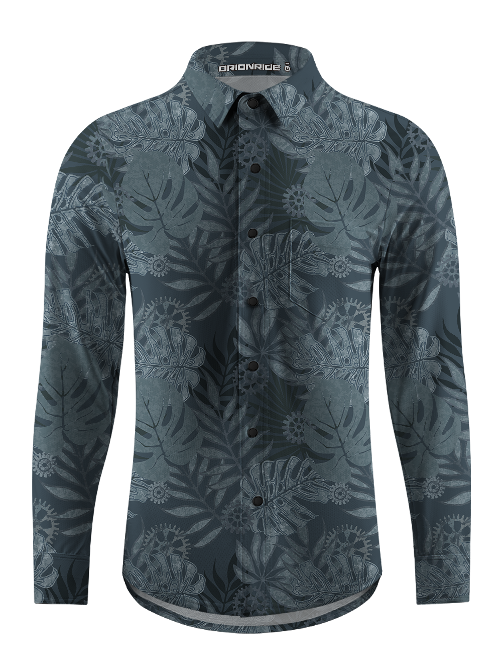 Orionride Dark Monstera Leaves Men's Stretchy Breathable Long Sleeve Gravel Shirt