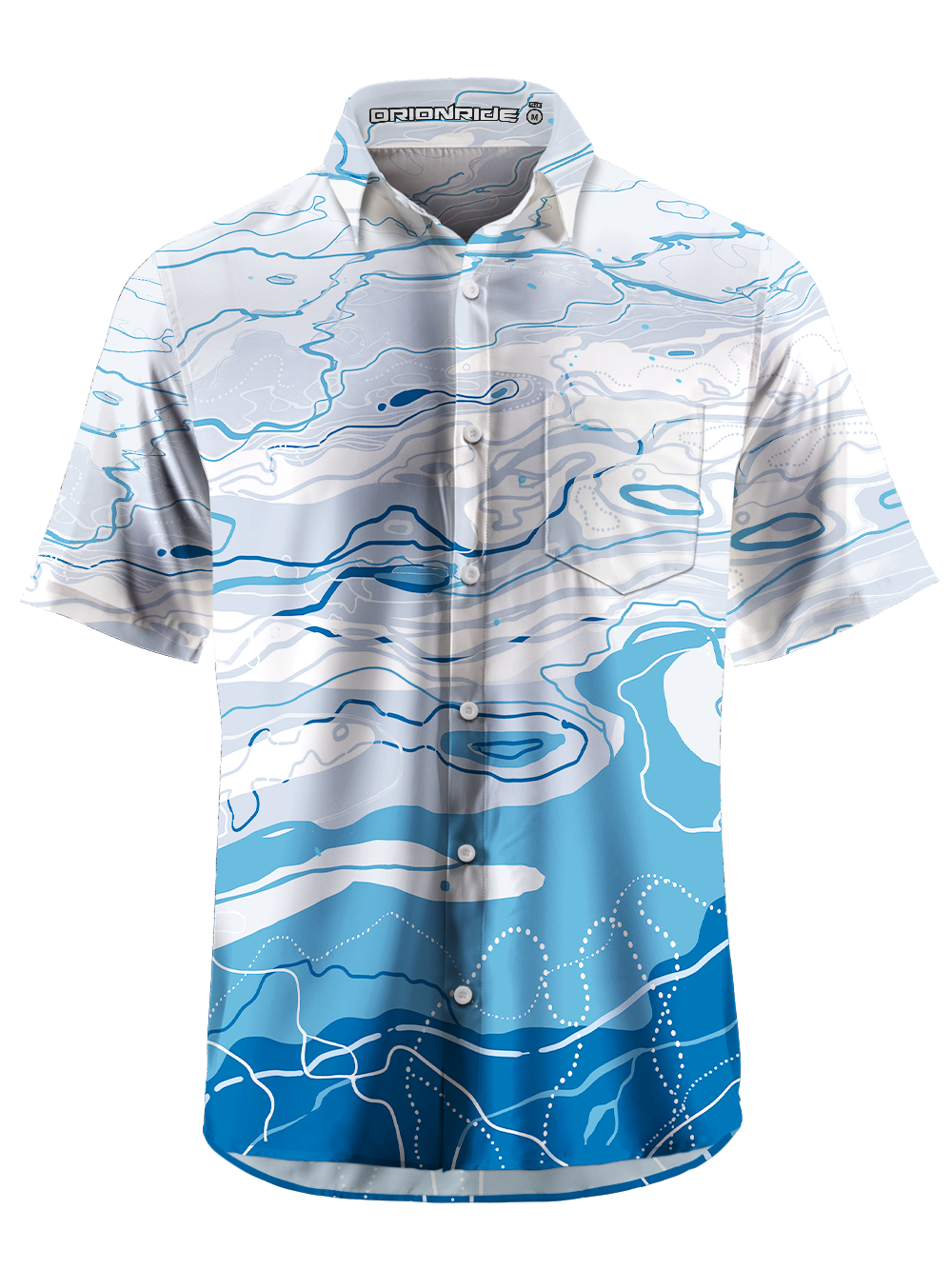 Orionride Abstract Watermarks Zipper Pockets Ultra Lightweight Short Sleeves Gravel Shirt