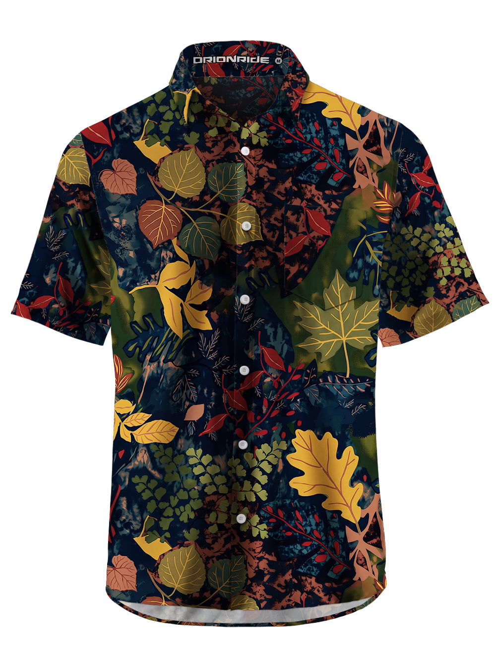 Orionride Fallen Leaves Zipper Pockets Ultra Lightweight Short Sleeves Gravel Shirt