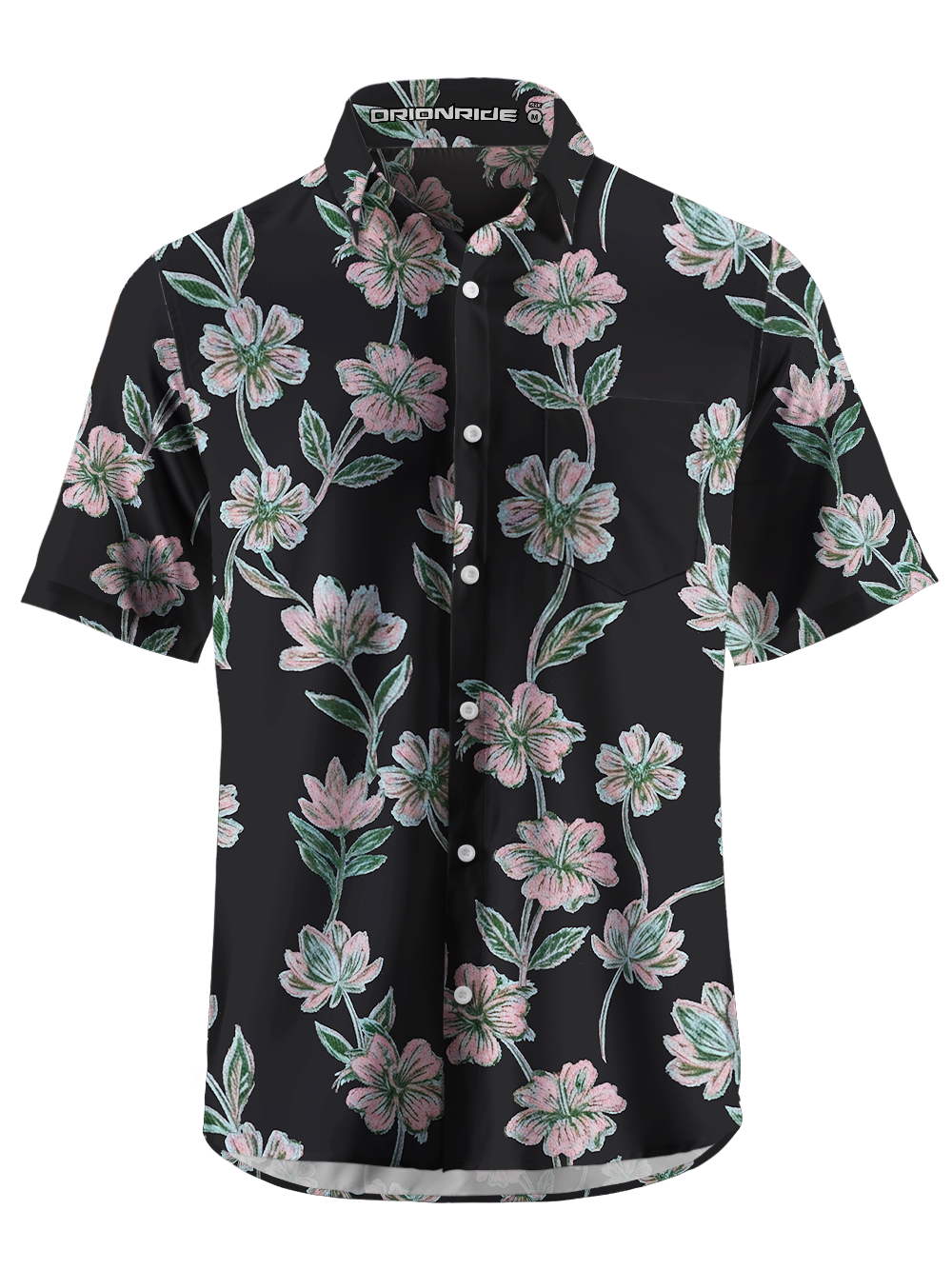 Orionride Crayon Flowers Zipper Pockets Ultra Lightweight Short Sleeves Gravel Shirt