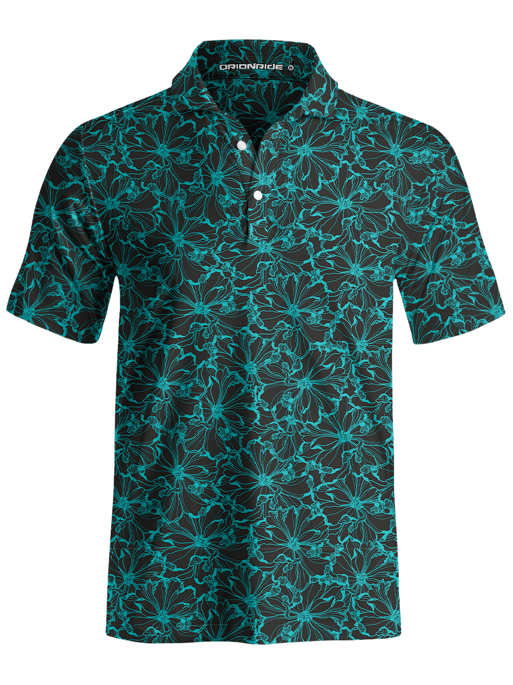 Orionride Blue-green Flowers Men's Polo Shirt