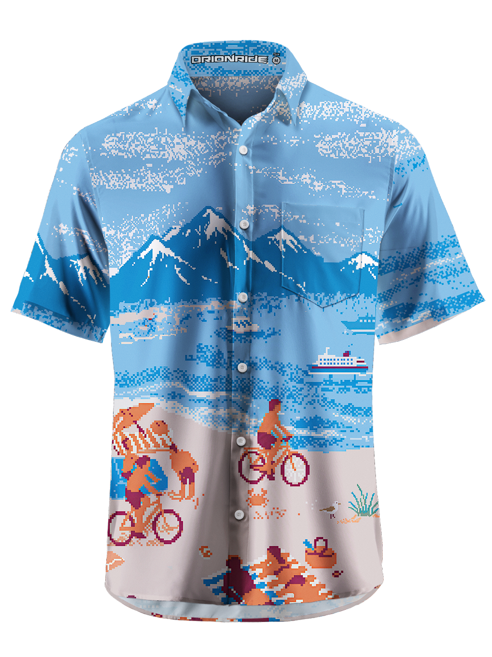Orionride Seaside Vacation Zipper Pockets Ultra Lightweight Short Sleeves Gravel Shirt