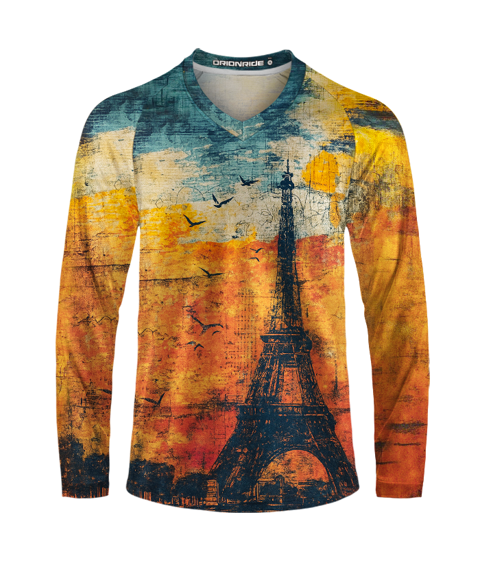 Orionride Nostalgic Eiffel Tower Long Sleeve Downhill Jersey