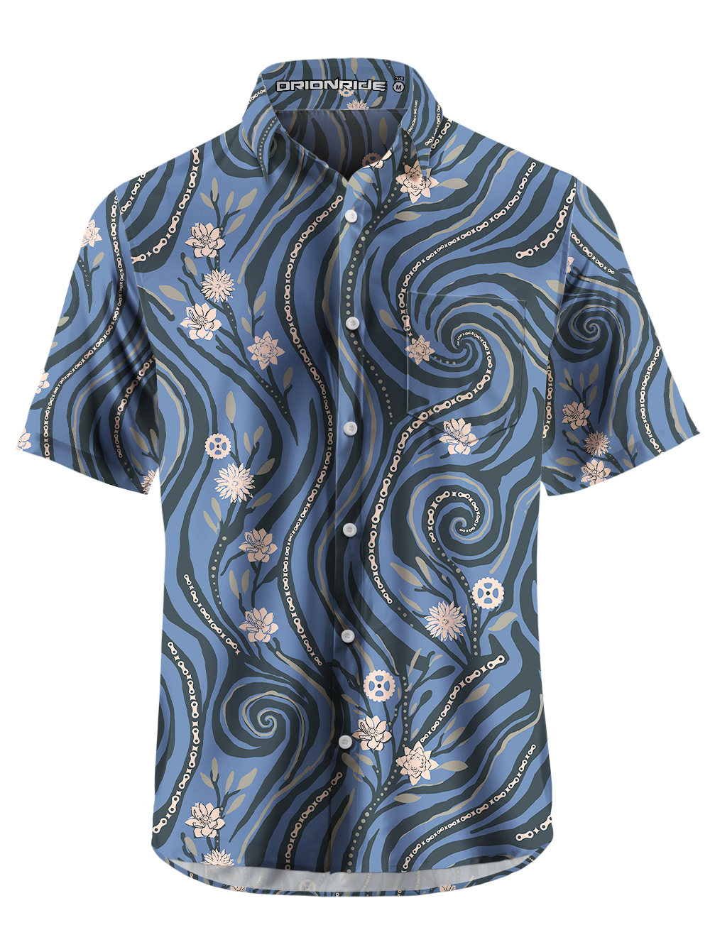 Orionride Chain Vine Zipper Pockets Ultra Lightweight Short Sleeves Gravel Shirt