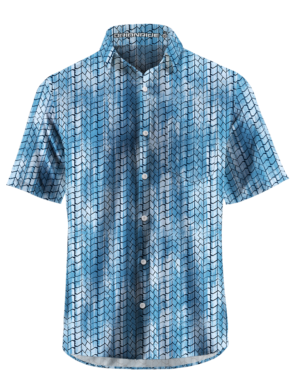 Orionride Gradient Tire Tracks Zipper Pockets Ultra Lightweight Short Sleeves Gravel Shirt