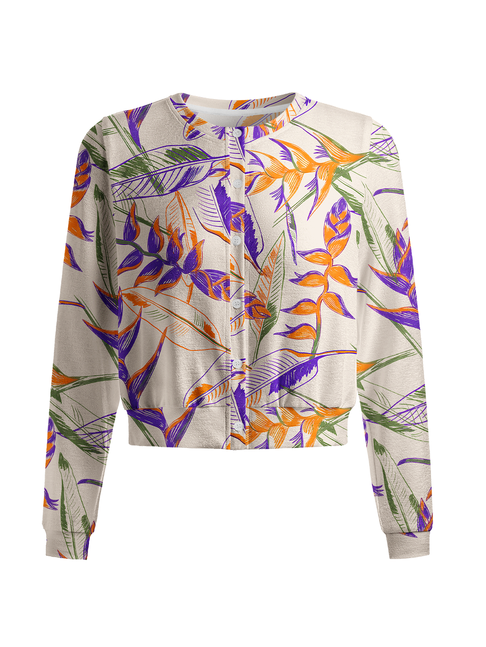 Orionride Tropical Palm Leaves Women's Knitted Cardigan