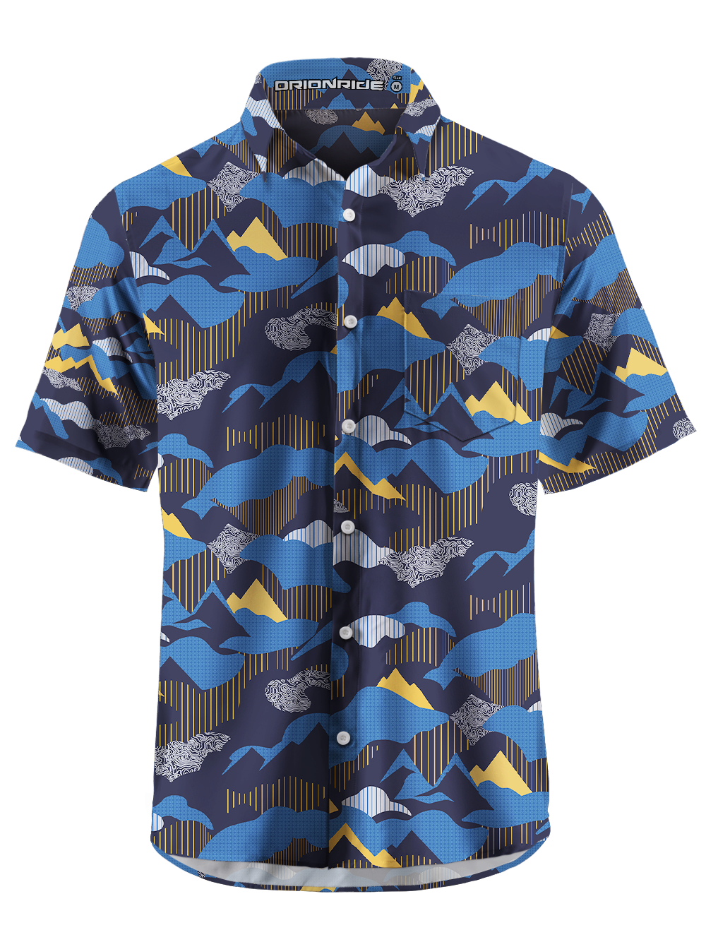 Orionride Layered Mountain Scenery Zipper Pockets Ultra Lightweight Short Sleeves Gravel Shirt