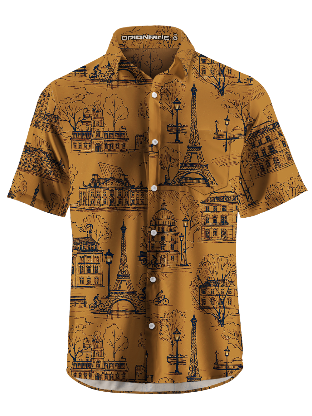 Orionride Traveling Through Paris Zipper Pockets Ultra Lightweight Short Sleeves Gravel Shirt