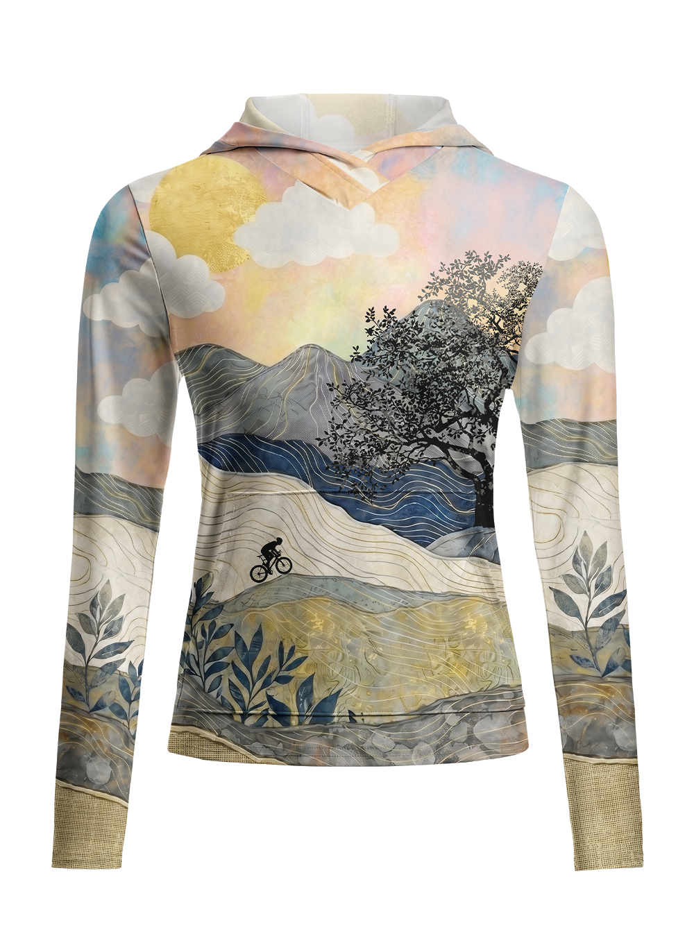 Orionride Mountains And Rivers Women's Long Sleeve Cycling Hoodie Shirt