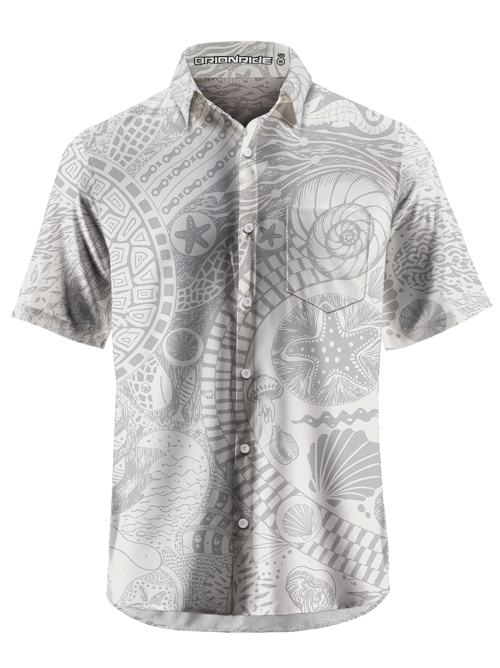 Orionride Starfish And Seashells Zipper Pockets Ultra Lightweight Short Sleeves Gravel Shirt