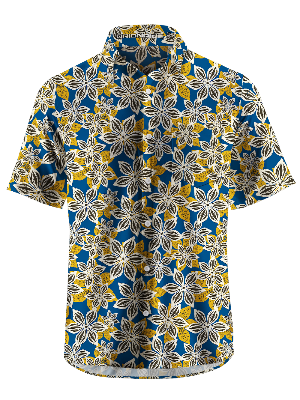 Orionride Floral Texture Zipper Pockets Ultra Lightweight Short Sleeves Gravel Shirt