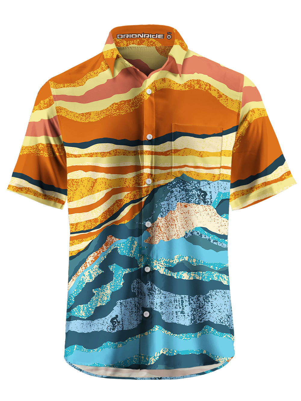 Orionride Layered Clouds Zipper Pockets Ultra Lightweight Short Sleeves Gravel Shirt