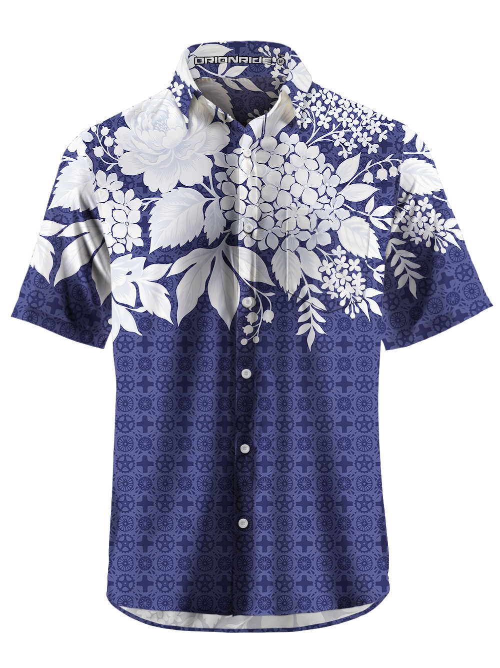 Orionride Geometric Floral Patchwork Zipper Pockets Ultra Lightweight Short Sleeves Gravel Shirt