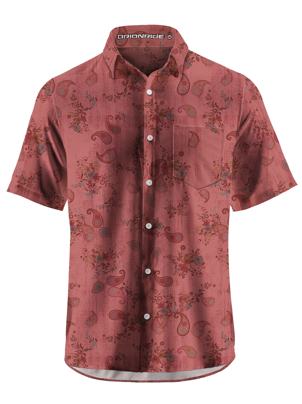 Orionride Red Cashew Flower Zipper Pockets Ultra Lightweight Short Sleeves Gravel Shirt