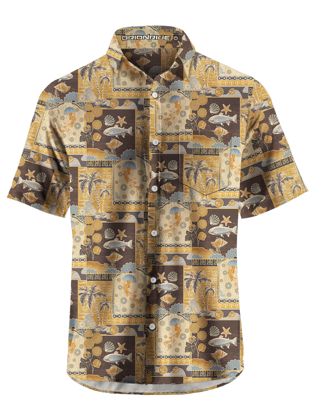 Orionride Ocean Mural Zipper Pockets Ultra Lightweight Short Sleeves Gravel Shirt