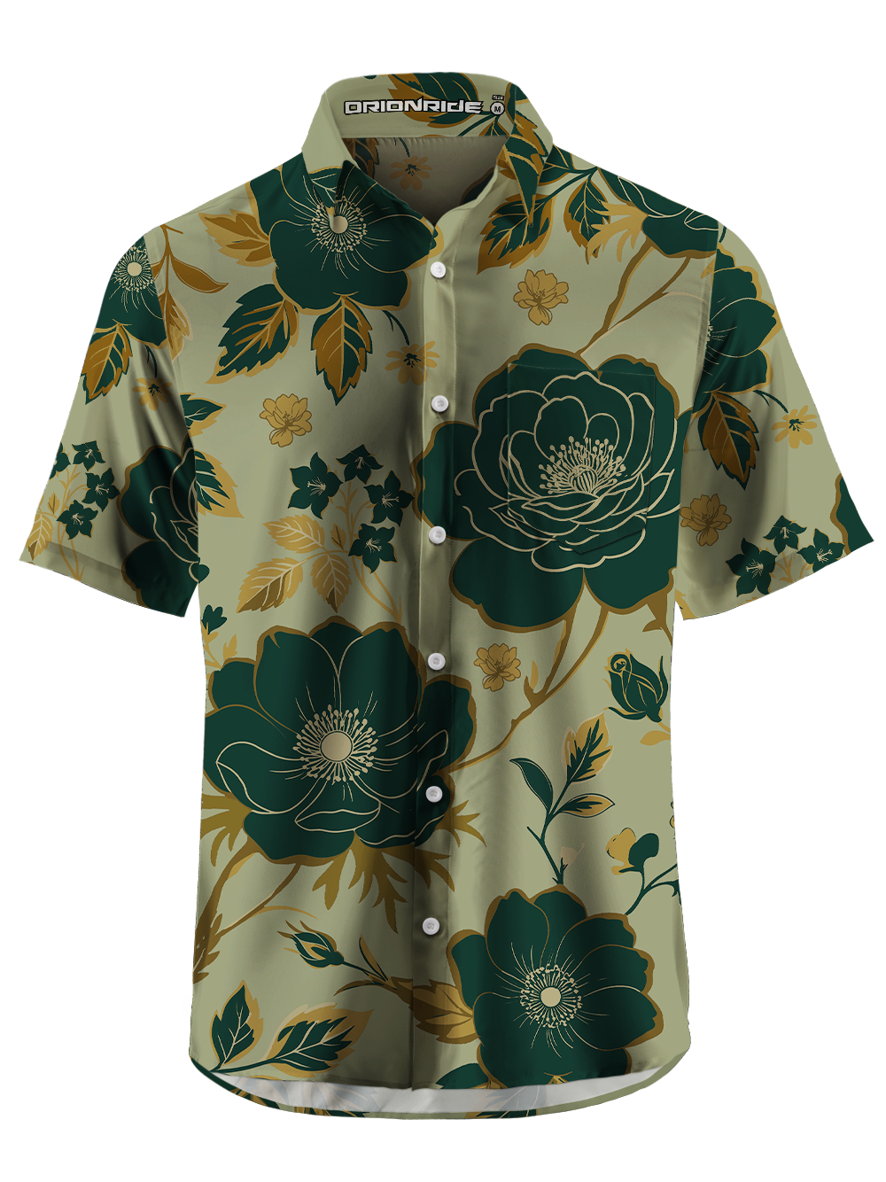 Orionride Ink-colored Flower Shadows Zipper Pockets Ultra Lightweight Short Sleeves Gravel Shirt