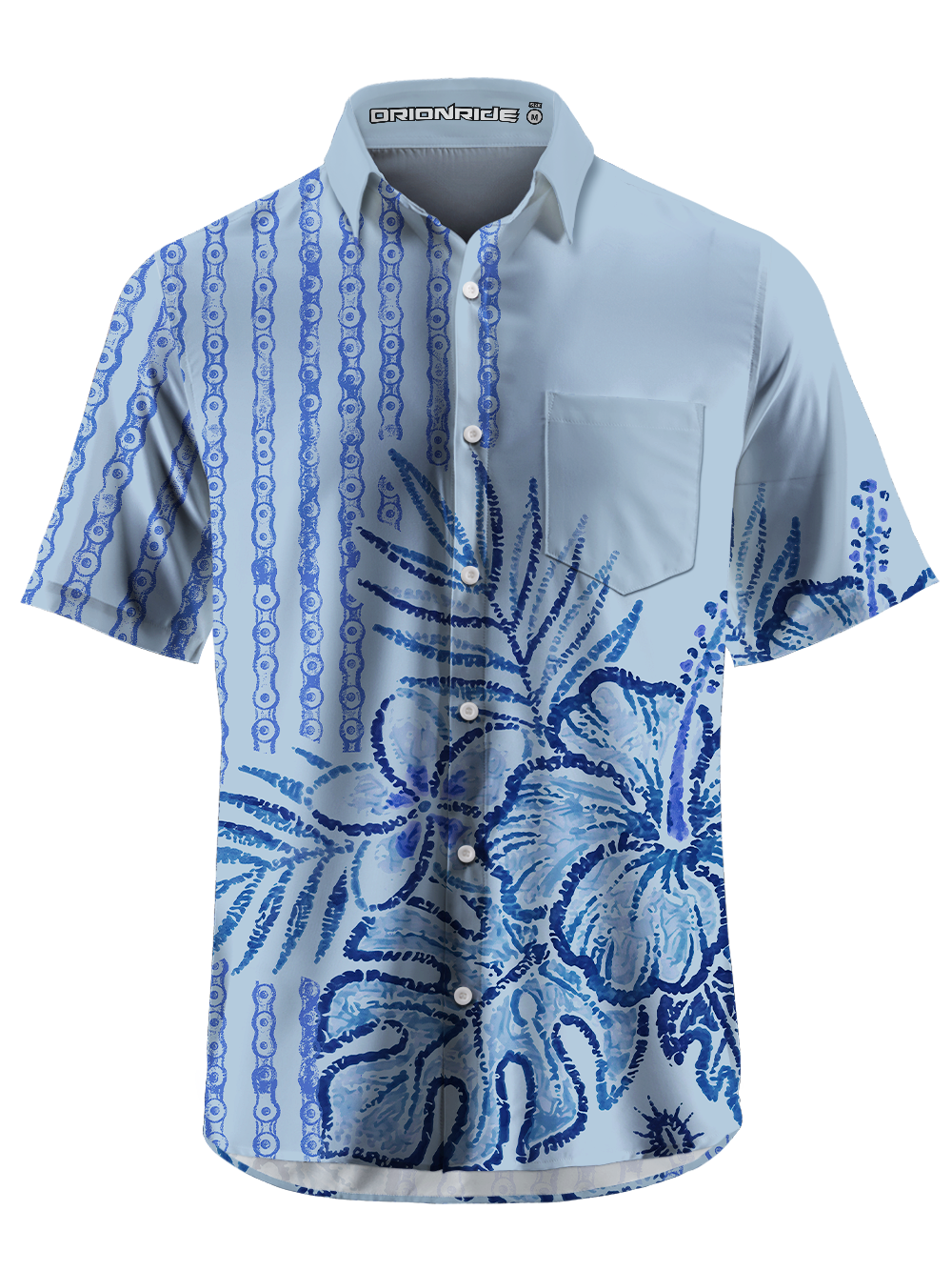Orionride Chains And Flowers Zipper Pockets Ultra Lightweight Short Sleeves Gravel Shirt